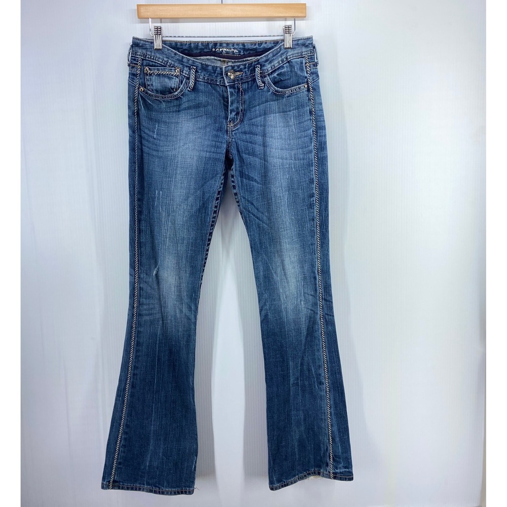 Express Low Rise Bootcut Contrast Stitch Blue Denim Jeans Womens 6